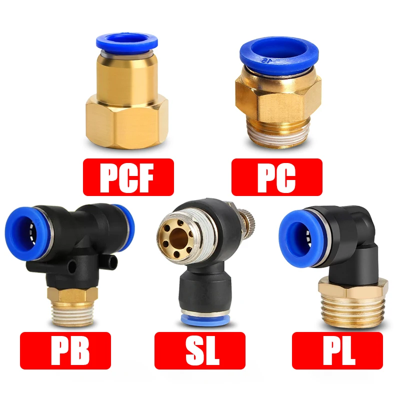 

20/50PCS Pneumatic Air Connector Fitting PC/PCF/PL/PB/SL 4mm 6mm 8mm Thread 1/8 1/4 3/8 1/2 Hose Fittings Pipe Quick Connectors