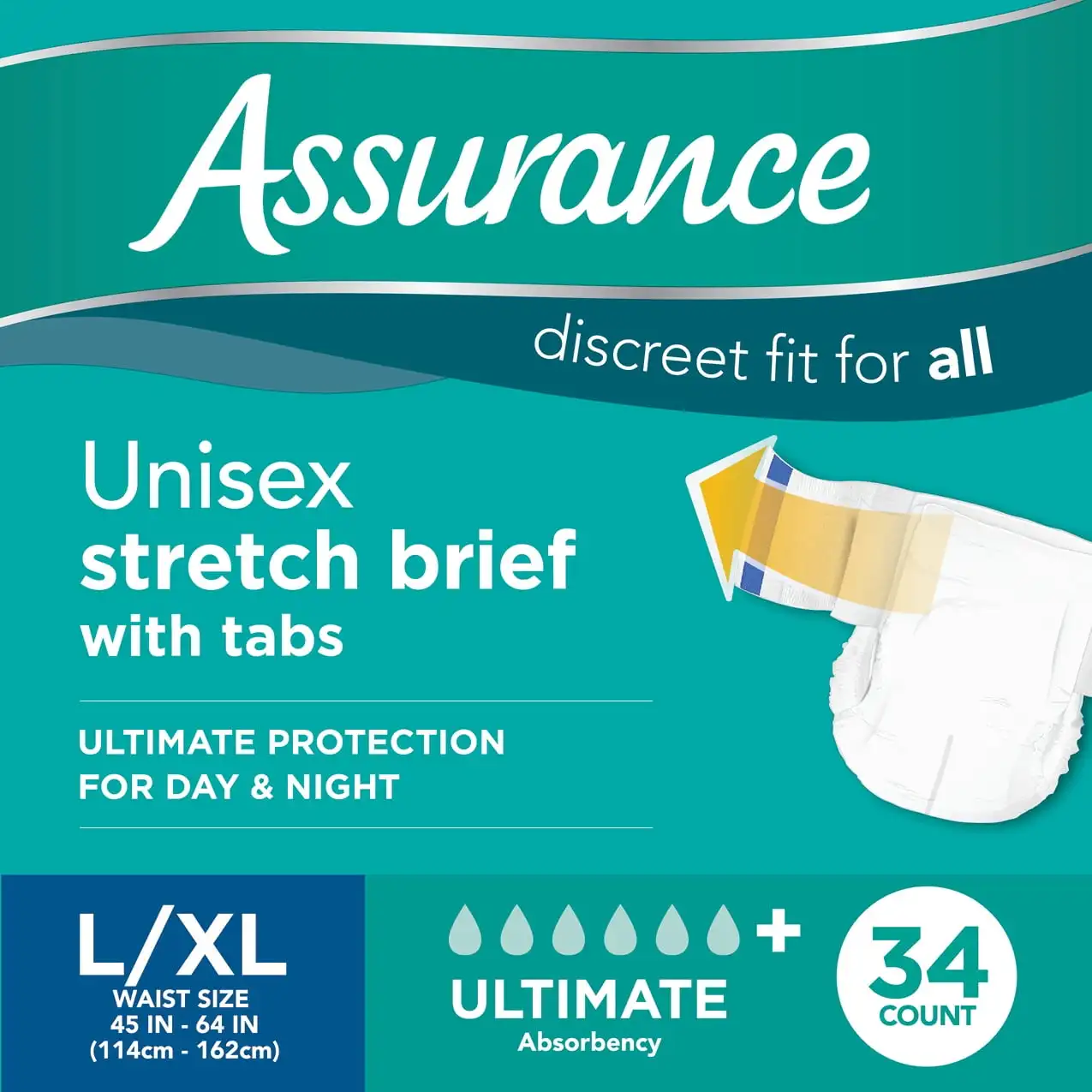 

Large/Xlarge Unisex Stretch Briefs with Tabs 34 Count