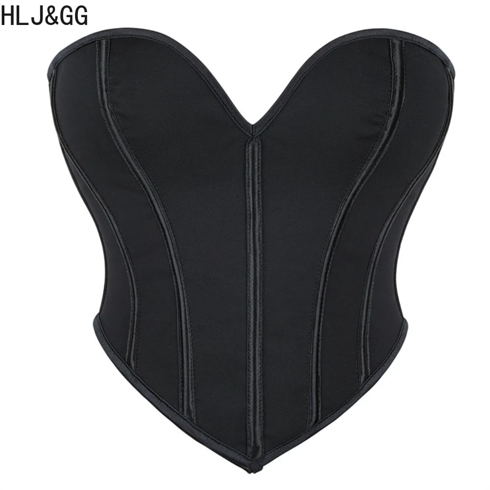 HLJ & GG 블랙 섹시한 오프 숄더 붕대 코르셋 투피스 세트 여성 슬림 크롭 탑과 레이스 프릴 미니 스커트 의상 streetwear