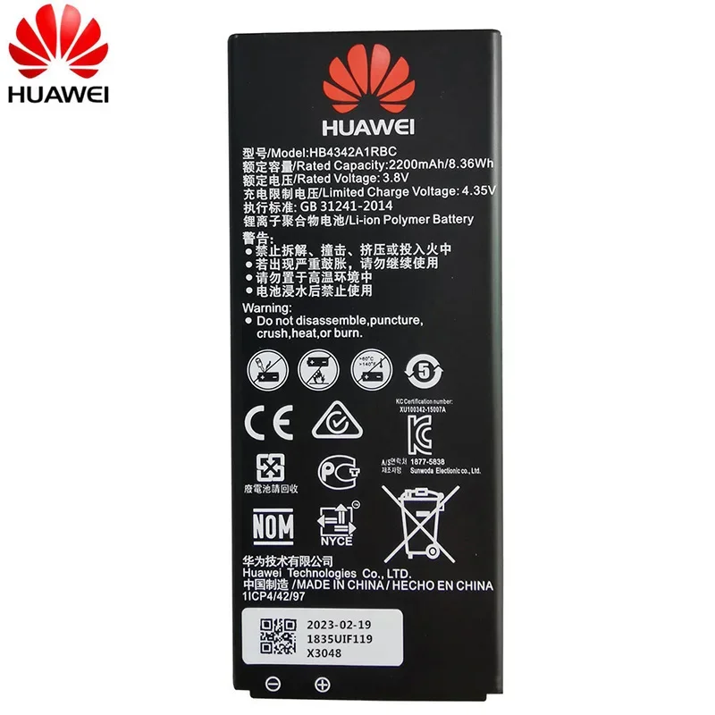 Original HB4342A1RBC Battery For Huawei y5II Y5 II 2 Ascend 5+ Y6 honor 4A SCL-TL00 honor 5A LYO-L21 2200mAh Battery