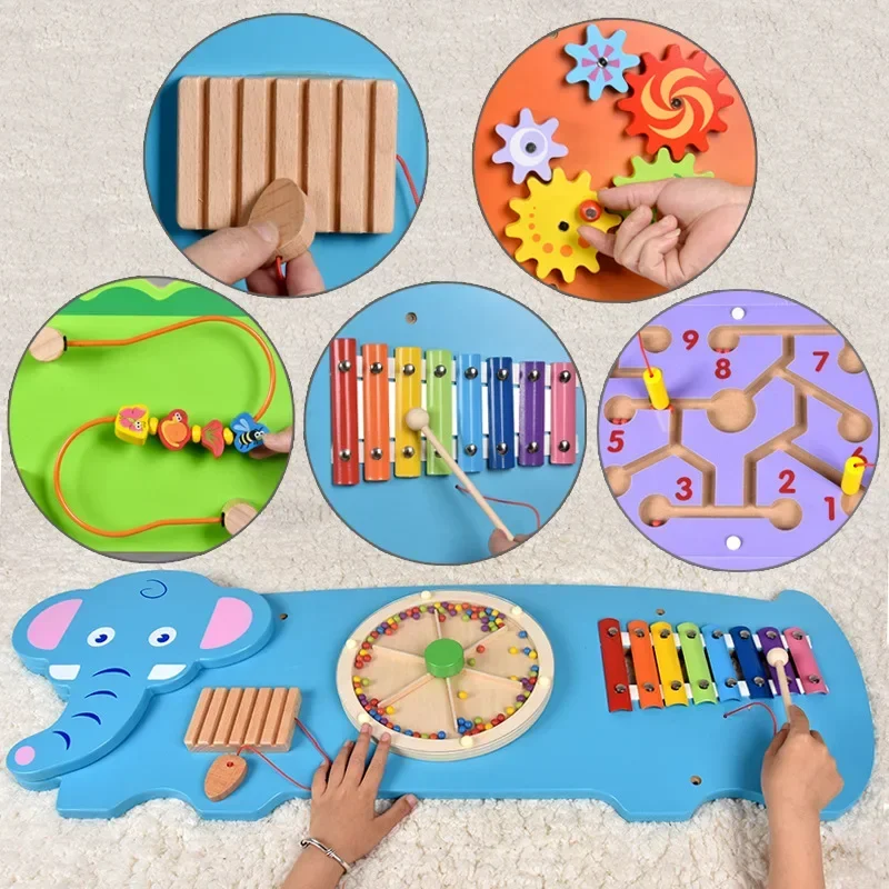 Wooden Toys On The Wall Montessori Puzzle games for children kids babies kindergarten classroom Early education toy School class