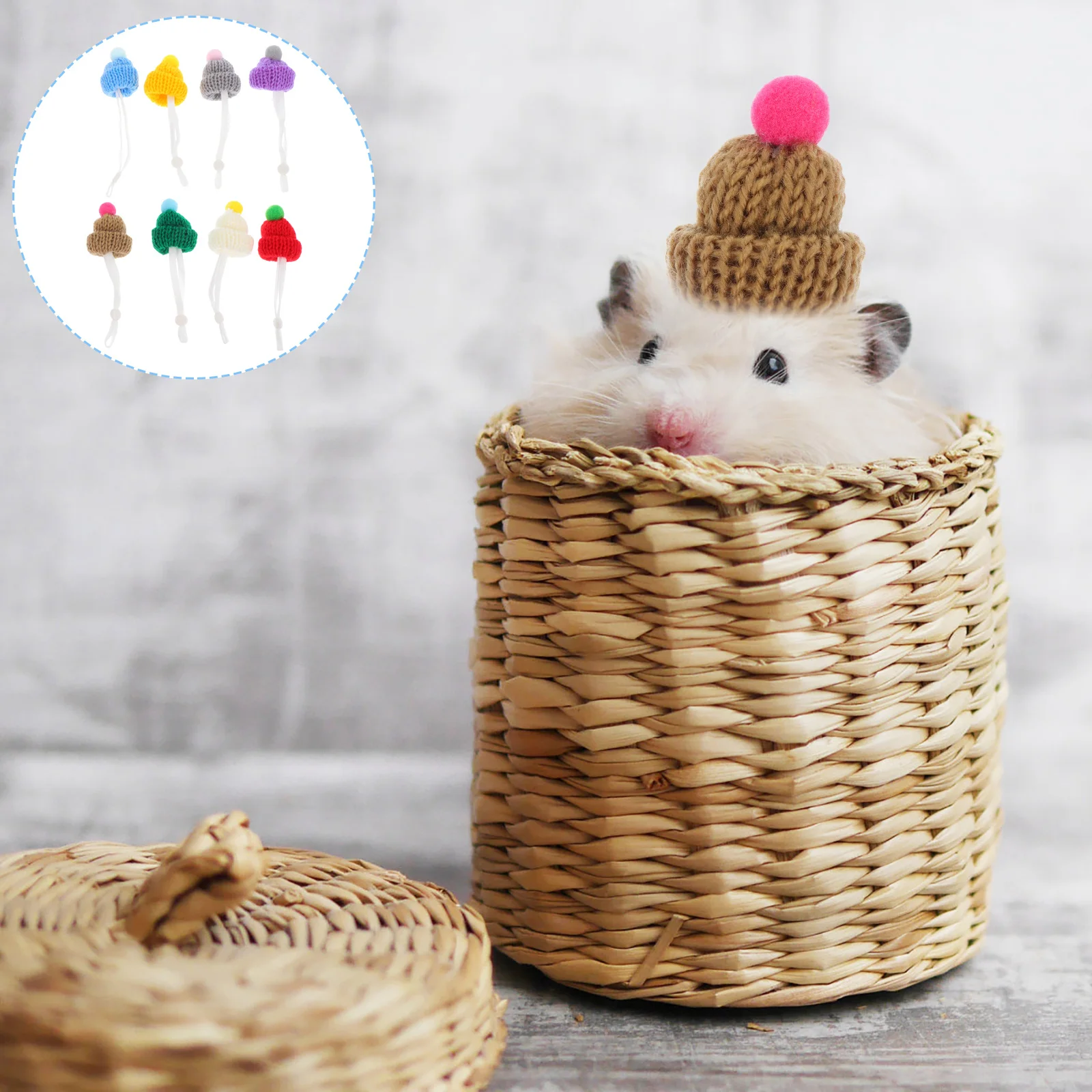 

8pcs Adorable Pet Hats Hamster Guinea Pig Costume Accessories Small Animal Headwear Squirrel Headdress For Halloween Christmas