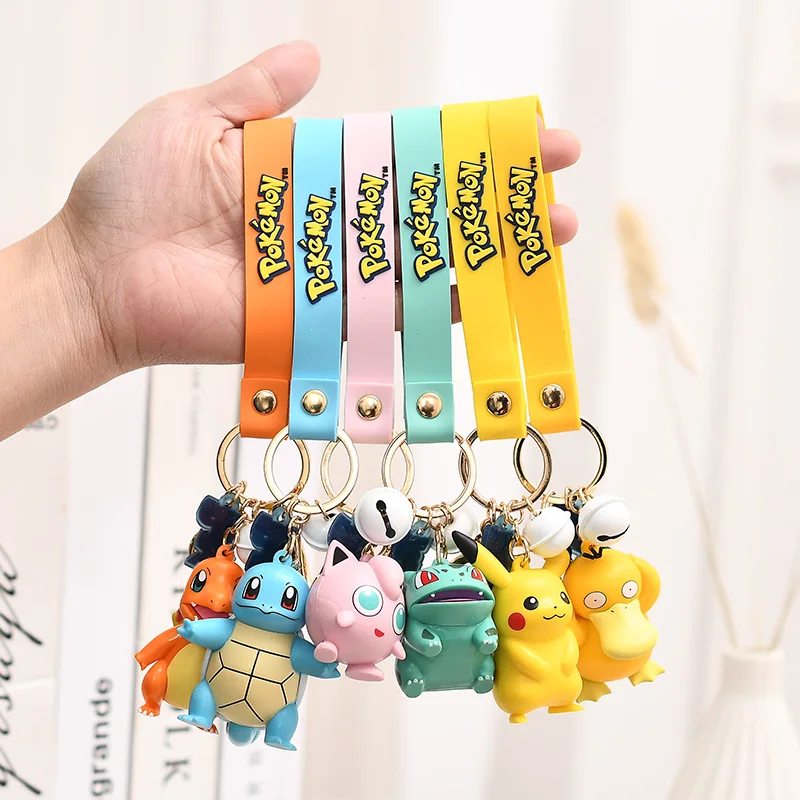 12Style Pokemon Anime Keychain Pikachu Gengar Meowth Pendants for Car Keys School Bags Backpacks Desktop Decorations Toy Gift