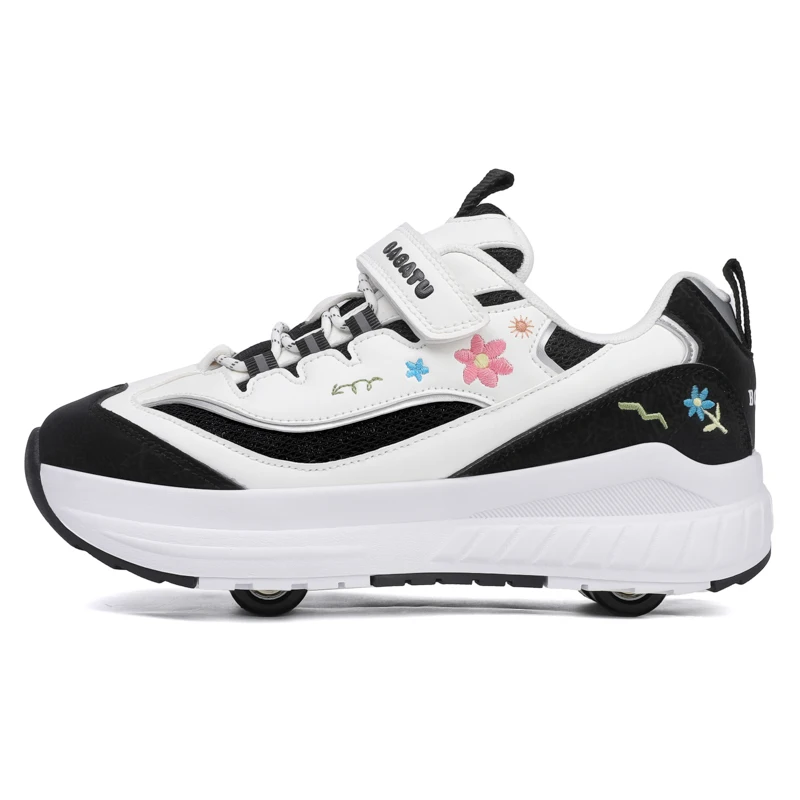 

Новые роликовые коньки съемные, дети могут играть в счастье и имеют счастливое детство.