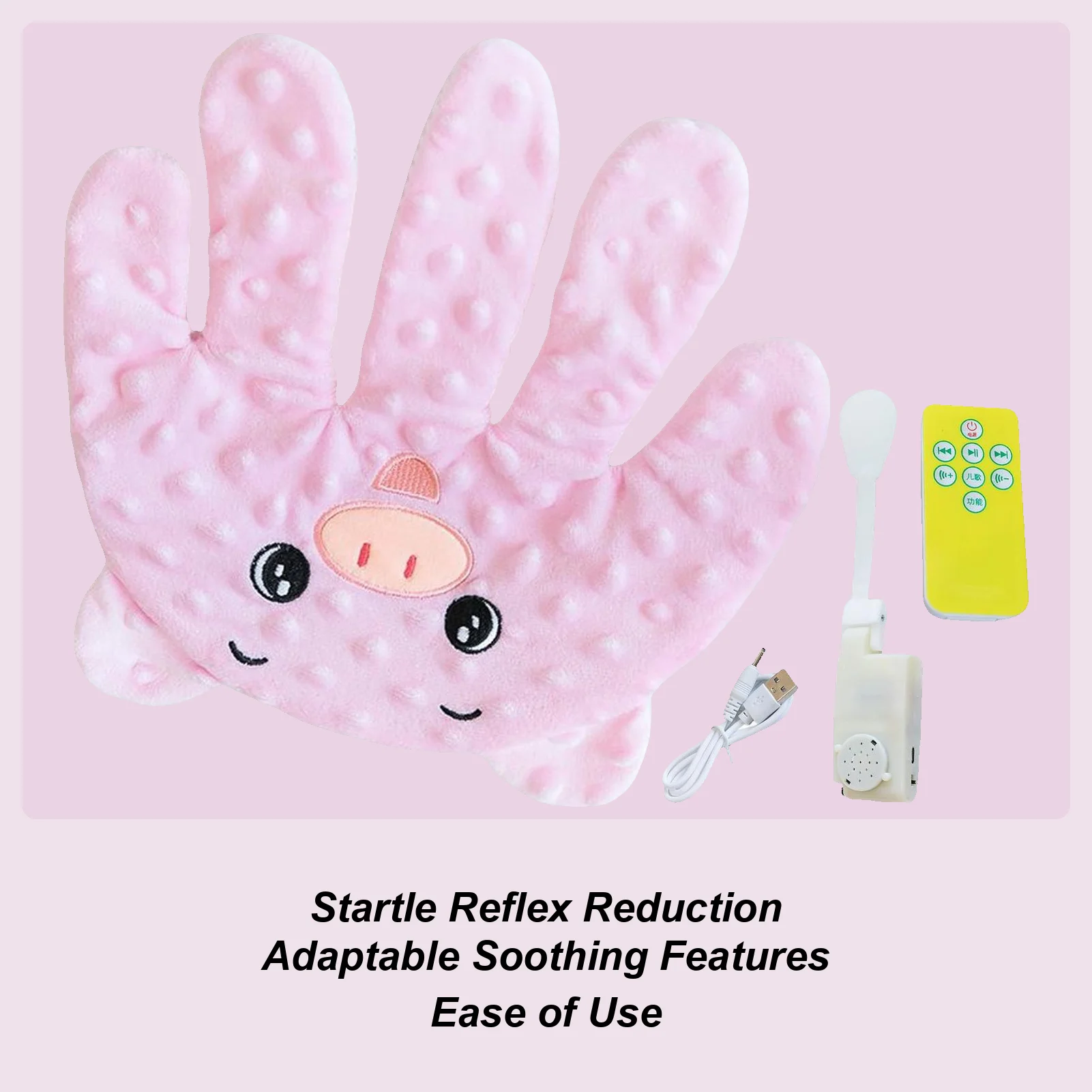 لعبة ربط نوم الطفل المهدئة، 3 تروس قابلة للتعديل، مهدئة كهربائية لطيفة، اليد للوقاية من بداية النخيل لوقت النوم