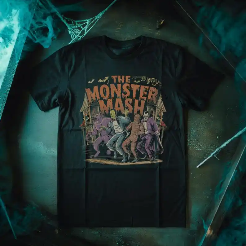 Monster Mash Vintage Distressed Splatter - Classic Monster Inspired Unisex T-shirt Halloween Spooky