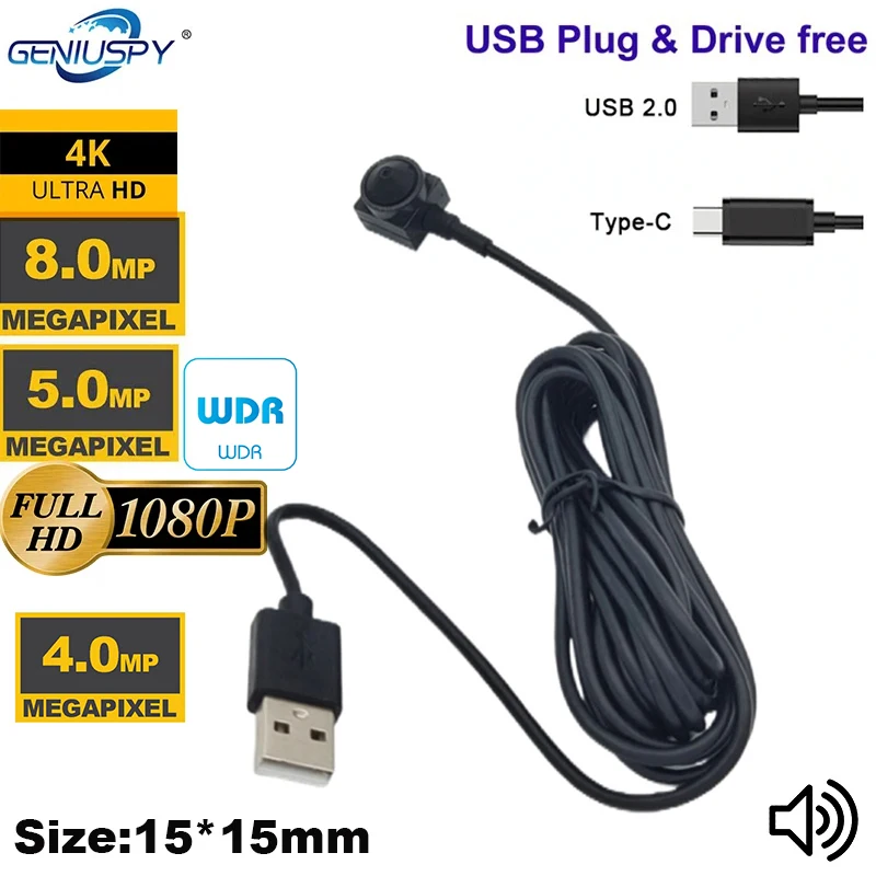 15*15mm UVC Mini OTG Android 2MP 4MP 5MP WDR 4k 8mp Micro USB Camera 1080P Mobile USB Security Kamera Audio for Mobile Phone