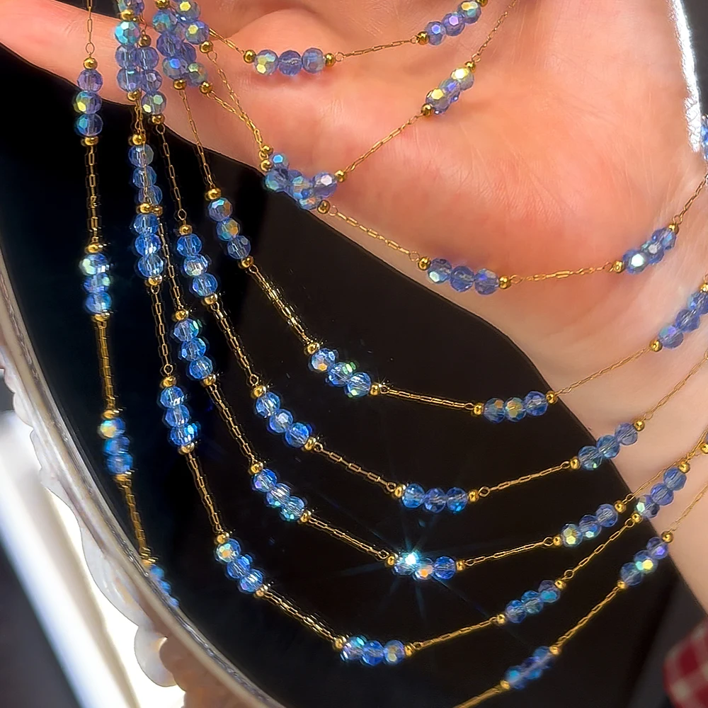 

1Meter Stainless Steel Chains Colorful Crystal Beads Chain For DIY Bracelet Necklace Jewelry Making Accessories Crafts Wholesale