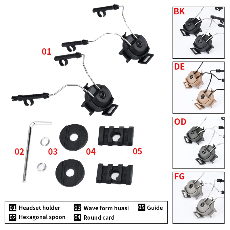 WADSN Comtac Tactical Headset Holder FAST Helmet ARC Side Rail supporti per cuffie staffa per la testa accessori per la caccia all\'aperto