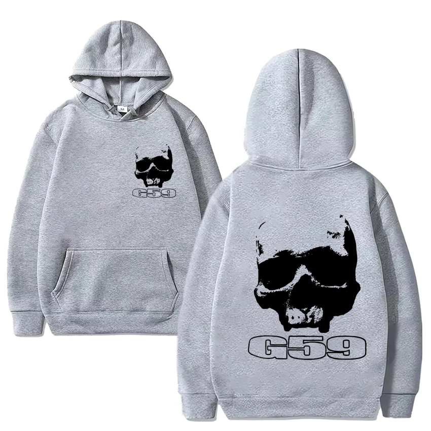 Sudadera con capucha con estampado de calavera para hombre y mujer, Jersey Unisex de manga larga con forro polar, vintage estilo Hip Hop, banda G59 Grey Day Tour, novedad