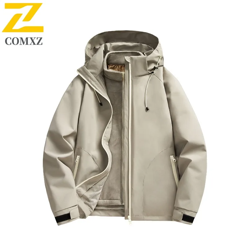 سترة رجالي بقلنسوة ممتازة من COMXZ 2025 سترة سميكة ودافئة لتسلق الصخور معطف كلاسيكي مريح وخفيف الوزن من القطن للشتاء #3