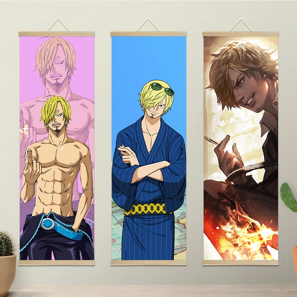 ONE PIECE Sanji Wall Art Picture Scroll Canvas Wall Hanging Painting Home Decor Anime Poster Wall Art Room Decoration