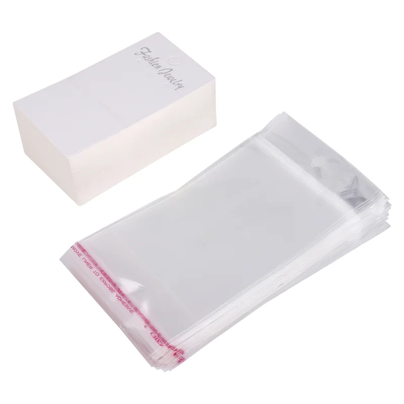 

Ювелирные изделия A93Z, 100 белых простых карточек для демонстрации сережек и самоклеящихся пакетов