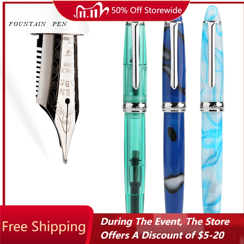 

Penbbs 308 Fountain Pen Acrylic Colored Resin Damien Blade F 0.5mm Nib Ink Pen School Supplies Mb School Writing Calligraphy Pen