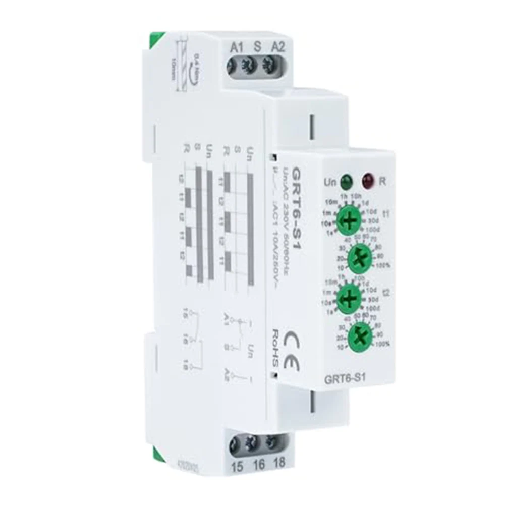 Cyclic Time Relay GRT6-S1 for Automation Projects with Forward Timing Mode and 250V/2.5A for contact Voltage and Current Ratings
