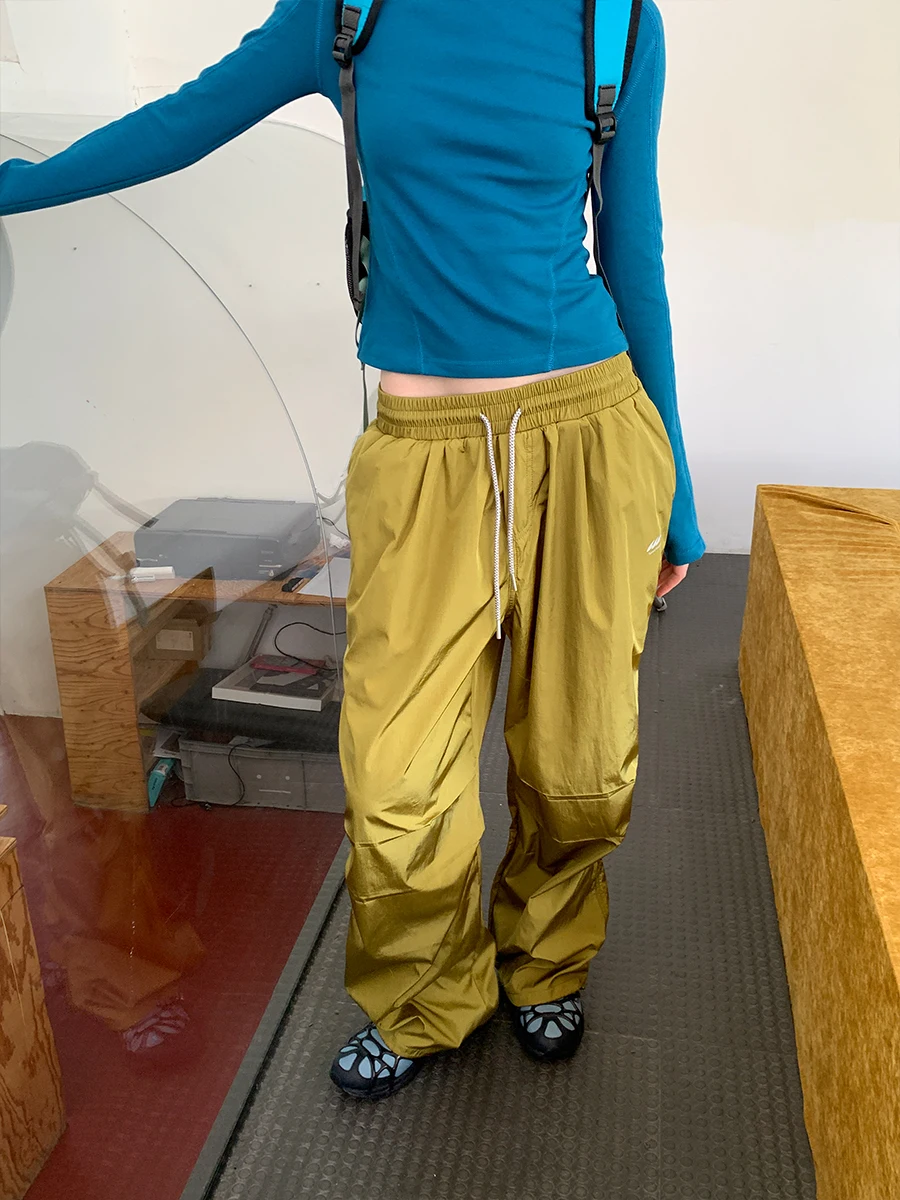 Quick Dry Outdoor Casual Lightweight Hiking Trousers Women's Loose Fit Long Pants Side Zipper Cargo Pants Polyester Fiber