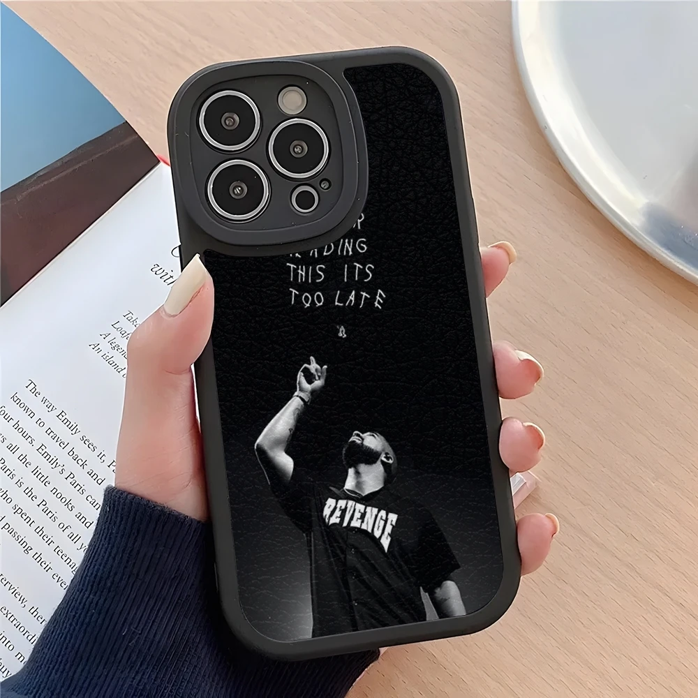 Capa de telefone Rapper Drake para iPhone, pele de cordeiro, 16 15 14 11 12 13 Pro Max Mini X XR XS 7 8 Plus, 2024
