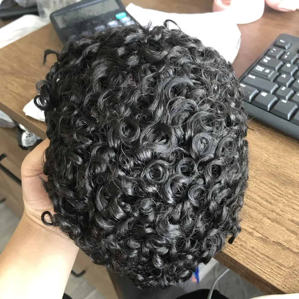 غير قابل للاكتشاف عقدة التبييض الدانتيل الجبهة الشعر البشري الرجال الشعر المستعار 18 مللي متر حليقة الأفرو الرجال الدانتيل بولي Base قاعدة رخيصة الشعر البشري الشعر المستعار الاصطناعية