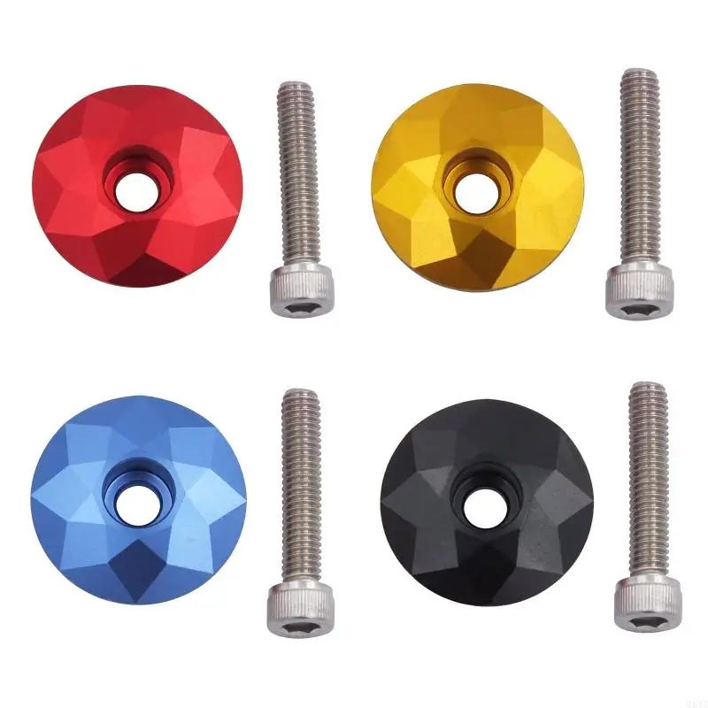 

Q84C Headset Space with Stem TopBicycle Aluminum Headset Cap Bike Stem Cover with Screws for Mountain Bike Road