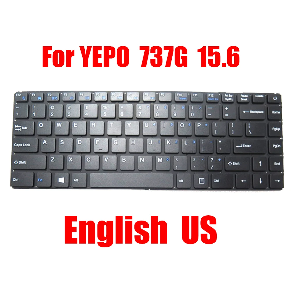 

Laptop Replacement Keyboard For YEPO 737G 15.6 English US Black Without Backlit New