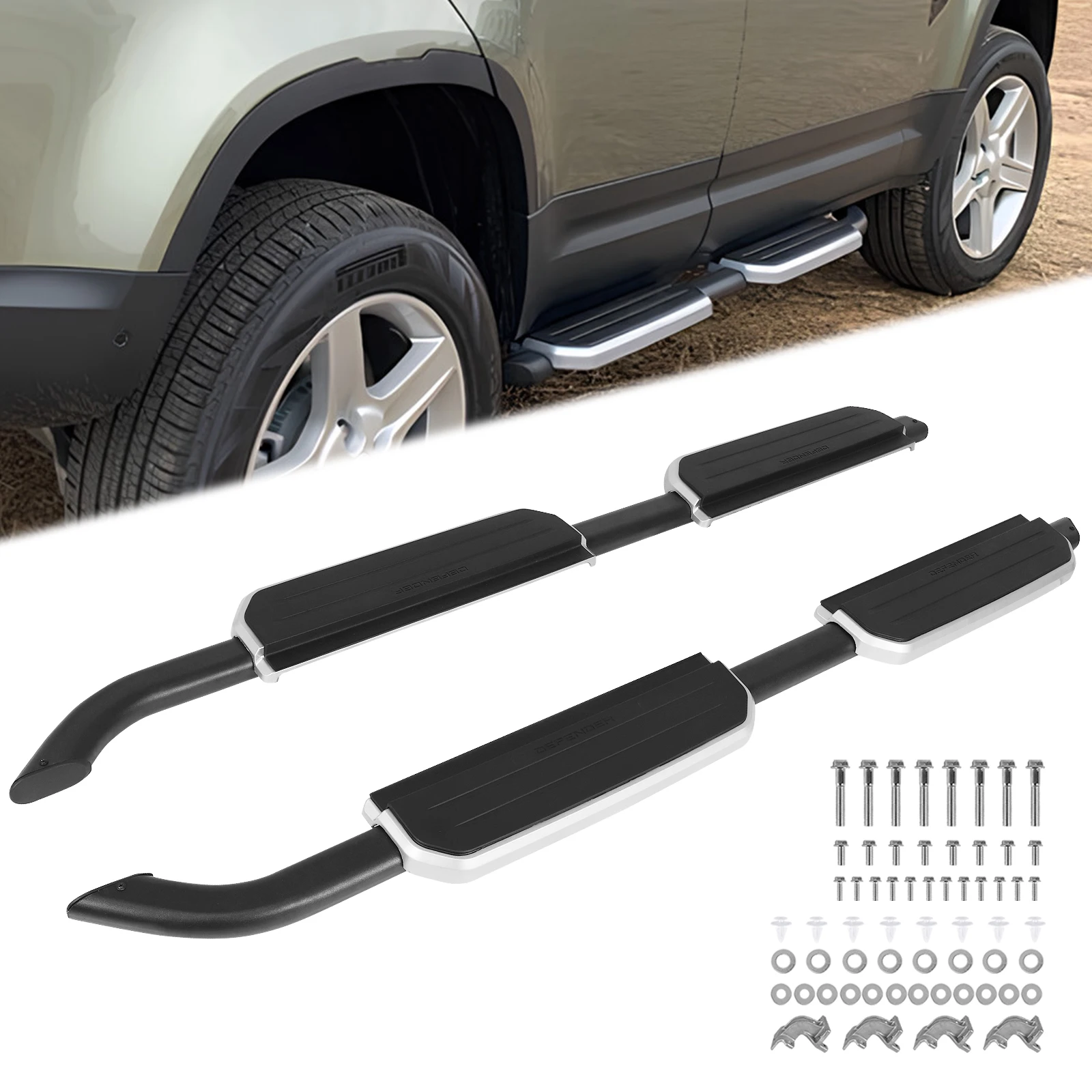 For Land Rover Defender 90 110 2020-2025 Side Step Fixing Pedal Urban Off-road Style Non-slip Running Boards Repairing Accessory