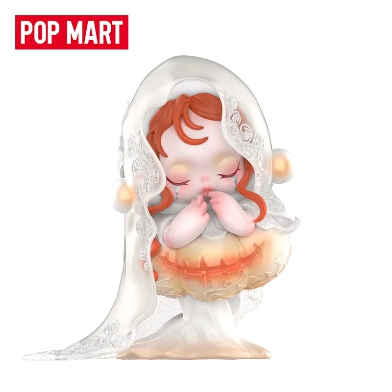 Oficial merch popmart crânio panda aliança da lua branca figura brinquedos figura de ação crânio panda modelo colecionável bonecas