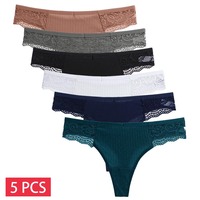 5 PCS/Set Cotton Lace Breathable Panties Female Underwear Pantys Underpant Girl Intimates Thongs Sexy G-string Women Lingerie