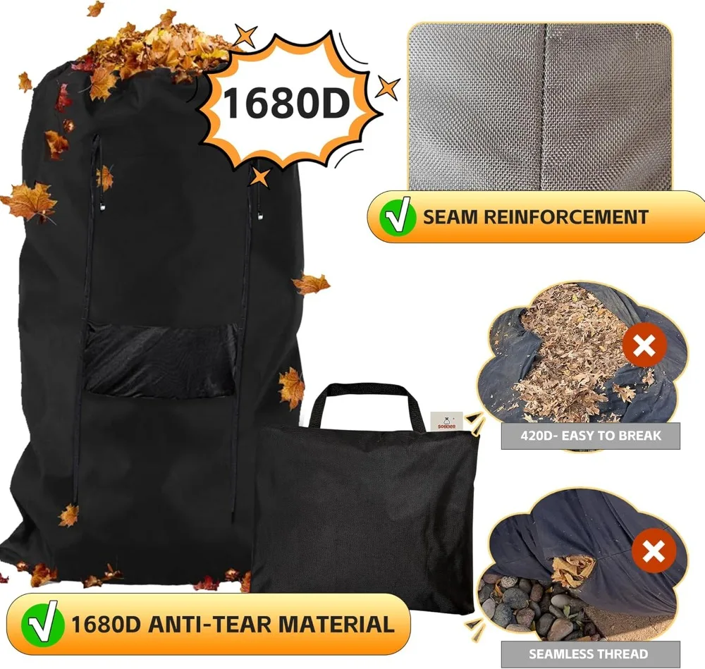 

1680D Anti-Tear Waterproof Lawn Tractor Leaf Bag with Side Zipper, Mesh for Dust-Free Collection (54 Cu. Ft)