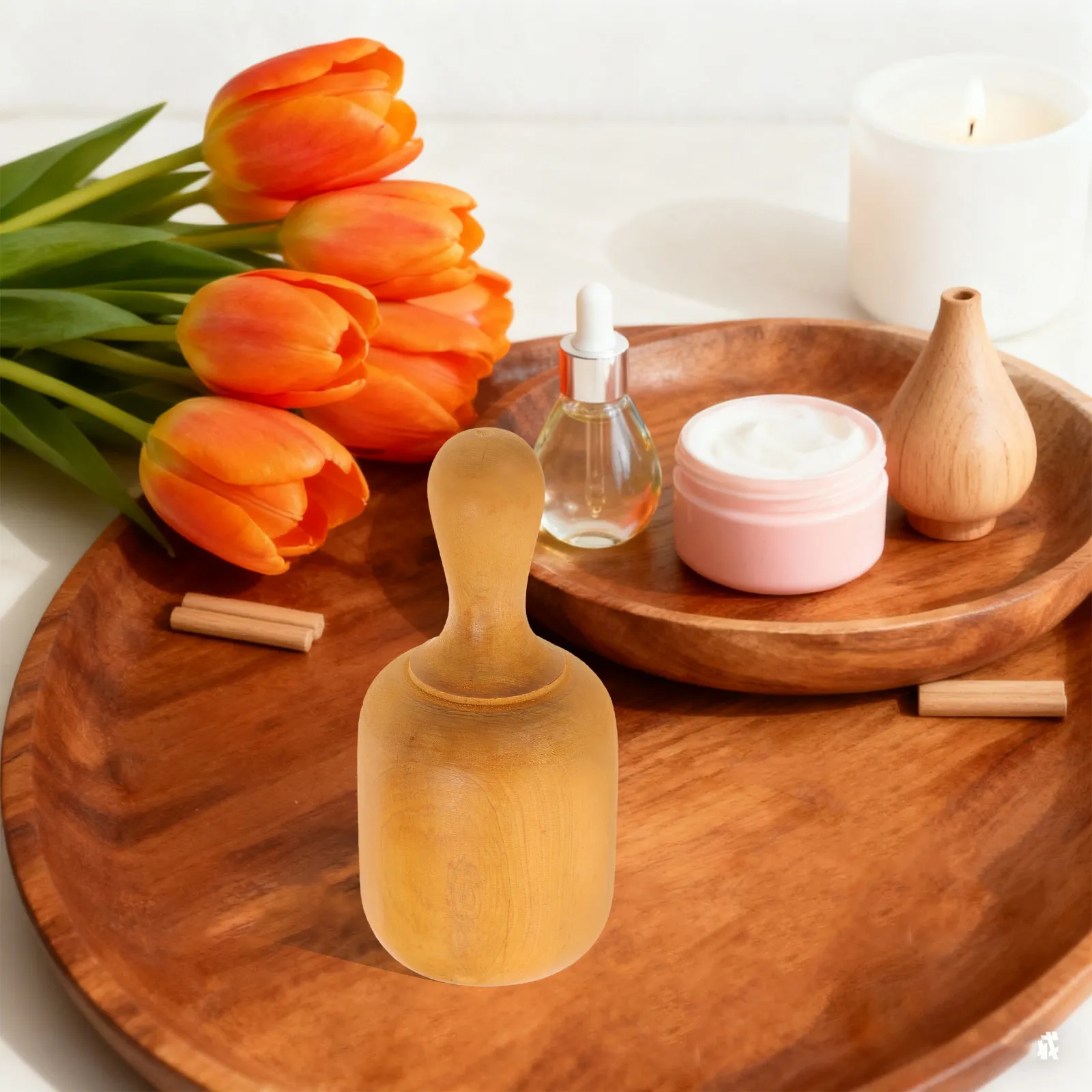 

1 шт. Деревянная массажная банка с гладким круглым краем, нескользящая, с сильным всасыванием, для ухода за телом, терапии, очищения меридианов и восстановления Инь