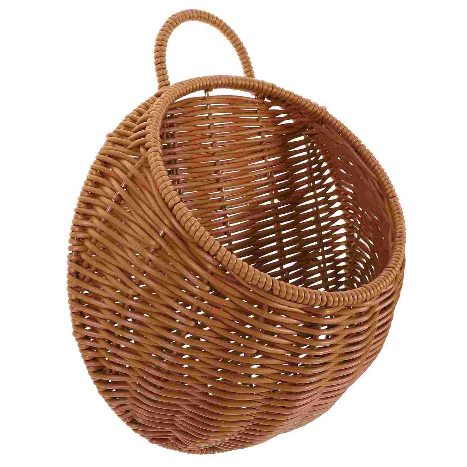 Imitation Rattan Hand-woven Storage Basket Wall Hanging Decorative Flower Pot Arrangement (semi-circular Brown) Pp Hose for