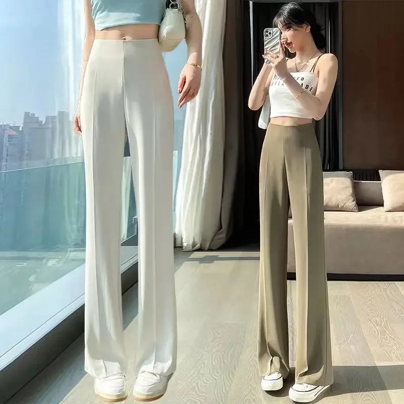 Long Clothing High Waist Flare Trousers for Woman Black Zipper Women\'s Pants G Elastic Casual Autumn Original Cotton Outfits 90s