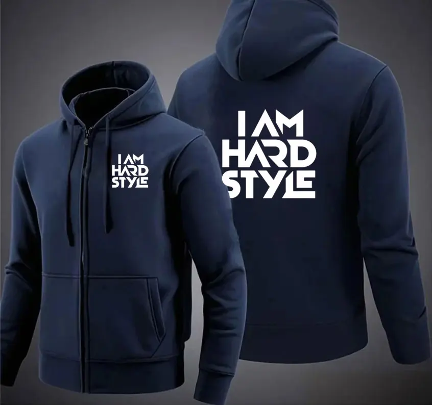 ربيع الخريف الرجال امرأة أنا Hardstyle مطبوعة سترة سستة شارع العليا طويلة الأكمام عارضة الرياضة الرجال مقنعين هوديس