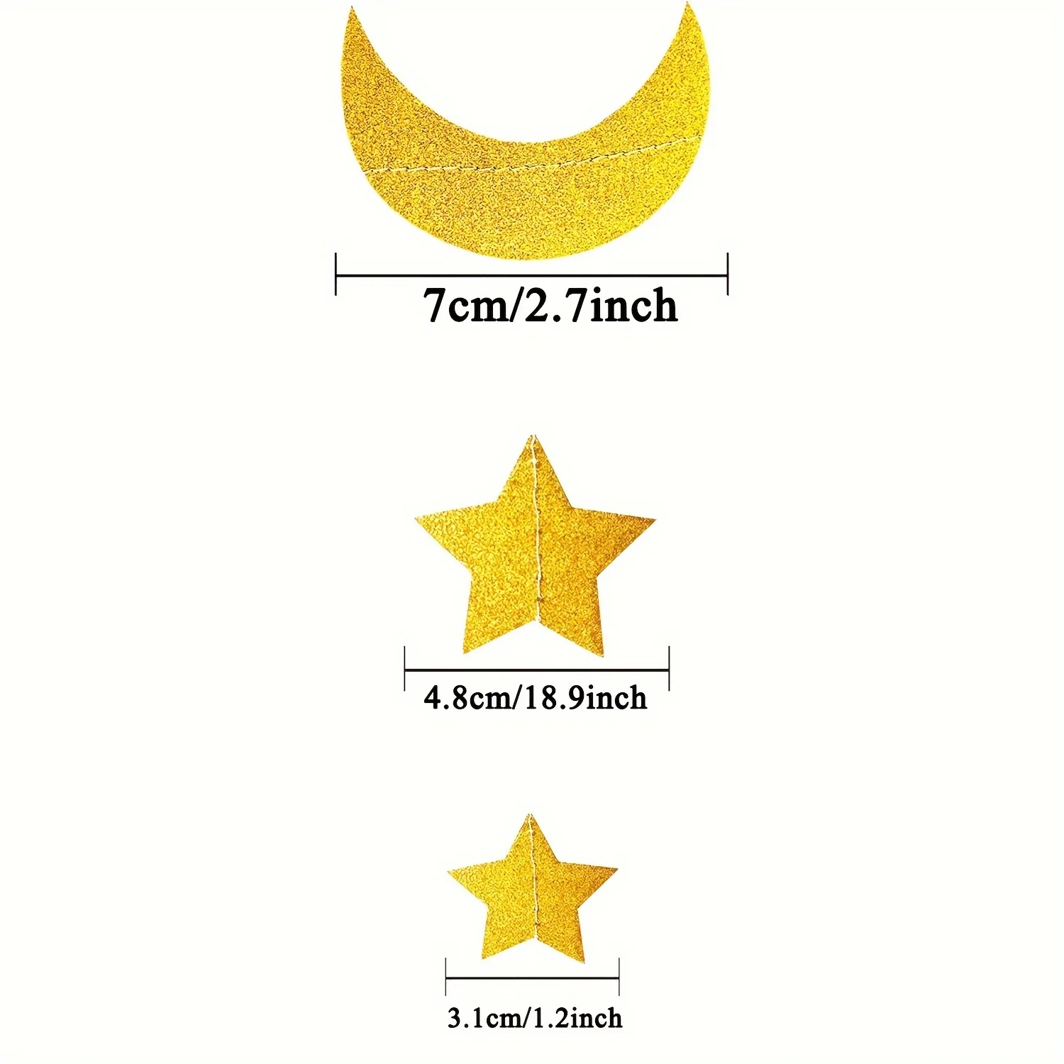 13 Ft Glitter Golden Crescent Paper Garlands Twinkle Stars Hanging Streamer Ramadan Mubarak Party Decorations for Party Supplies