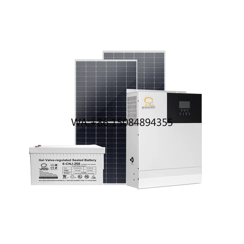 SOLAR 2KW Monocrystalline Silicon MPPT Hybrid Inverter off Grid Solar Gel Battery System 220/230V for Home Use