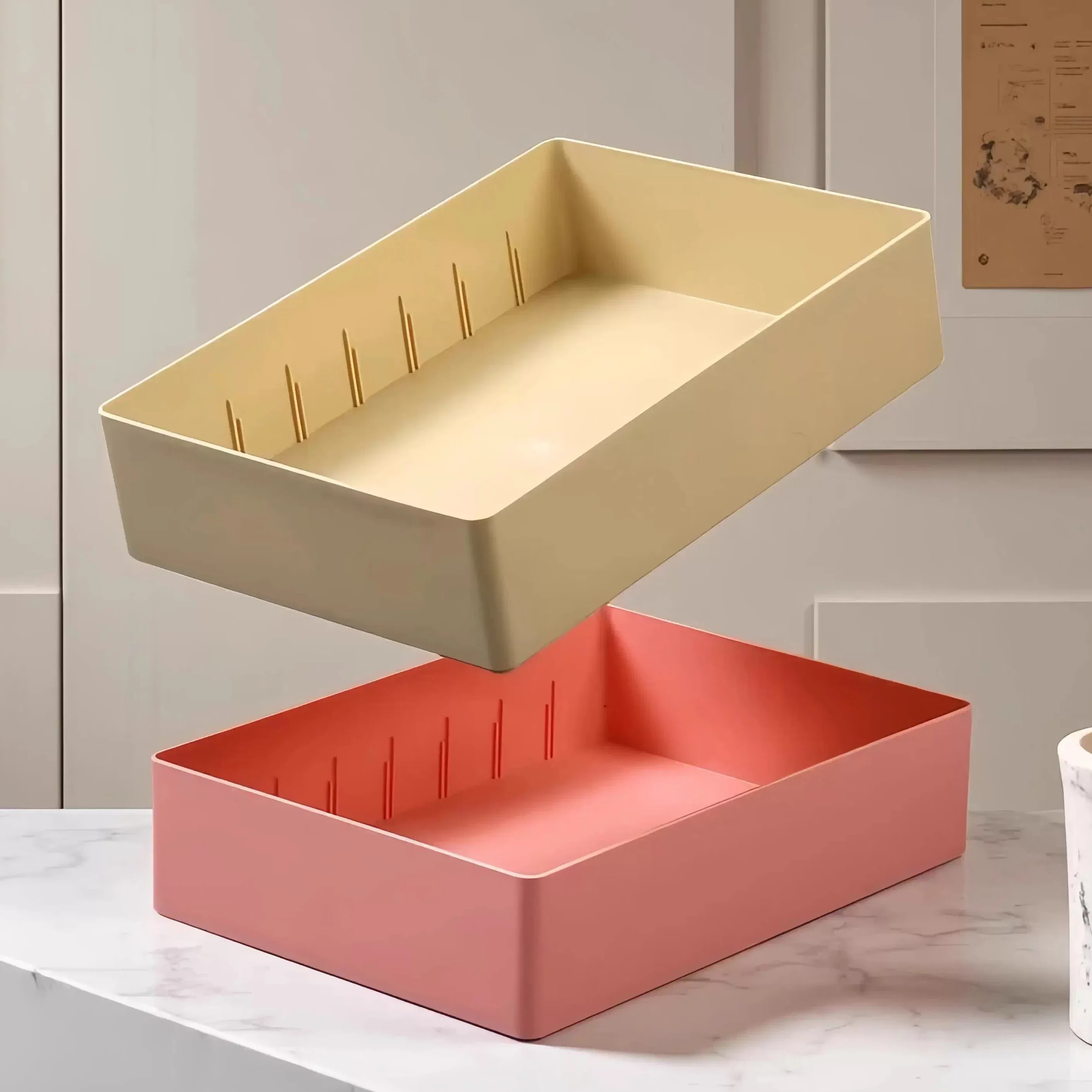 

Rectangular Plastic Storage Box Drawer Right Angle Basket Partition Organizer A4 Desktop Storage Basket Home Organization Tools