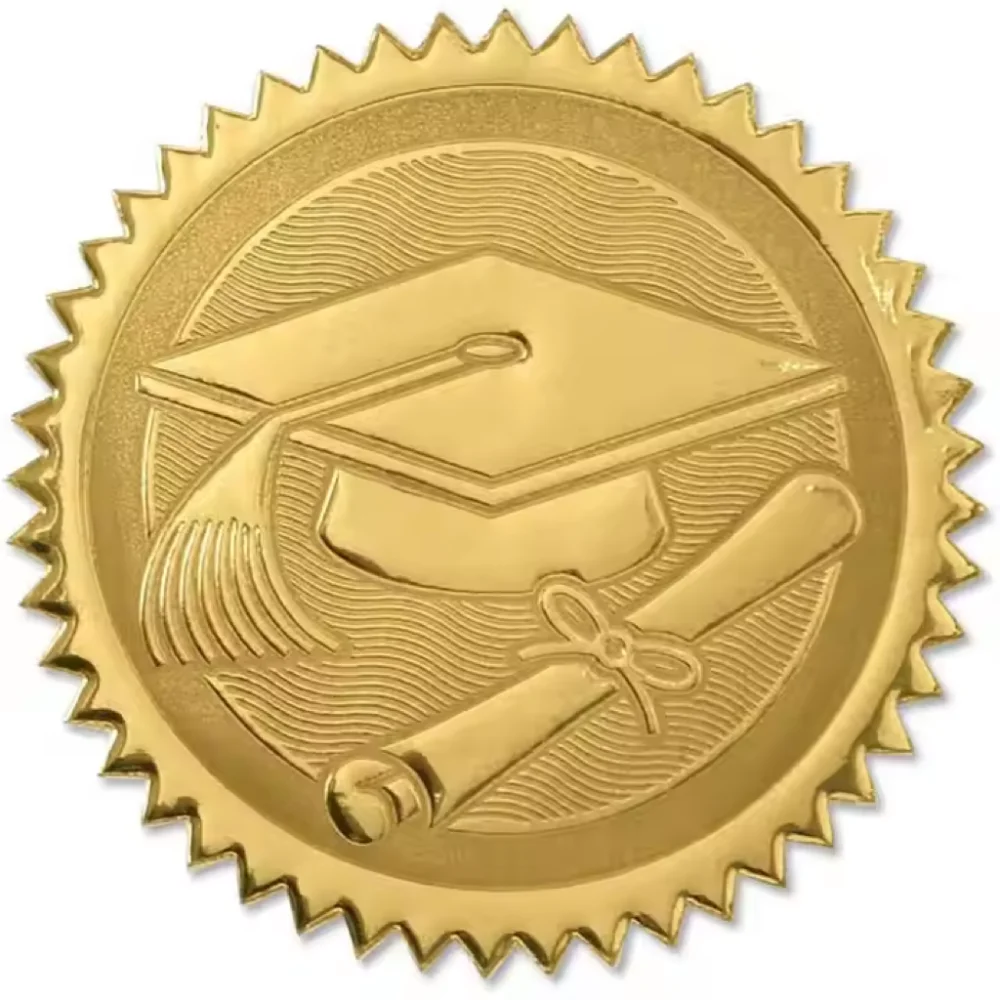 

2inch 120pcs Gold Foil Embossed Self-adhesive Label Envelope Seal Sticker Graduation Cap Certificate Seal Sticker