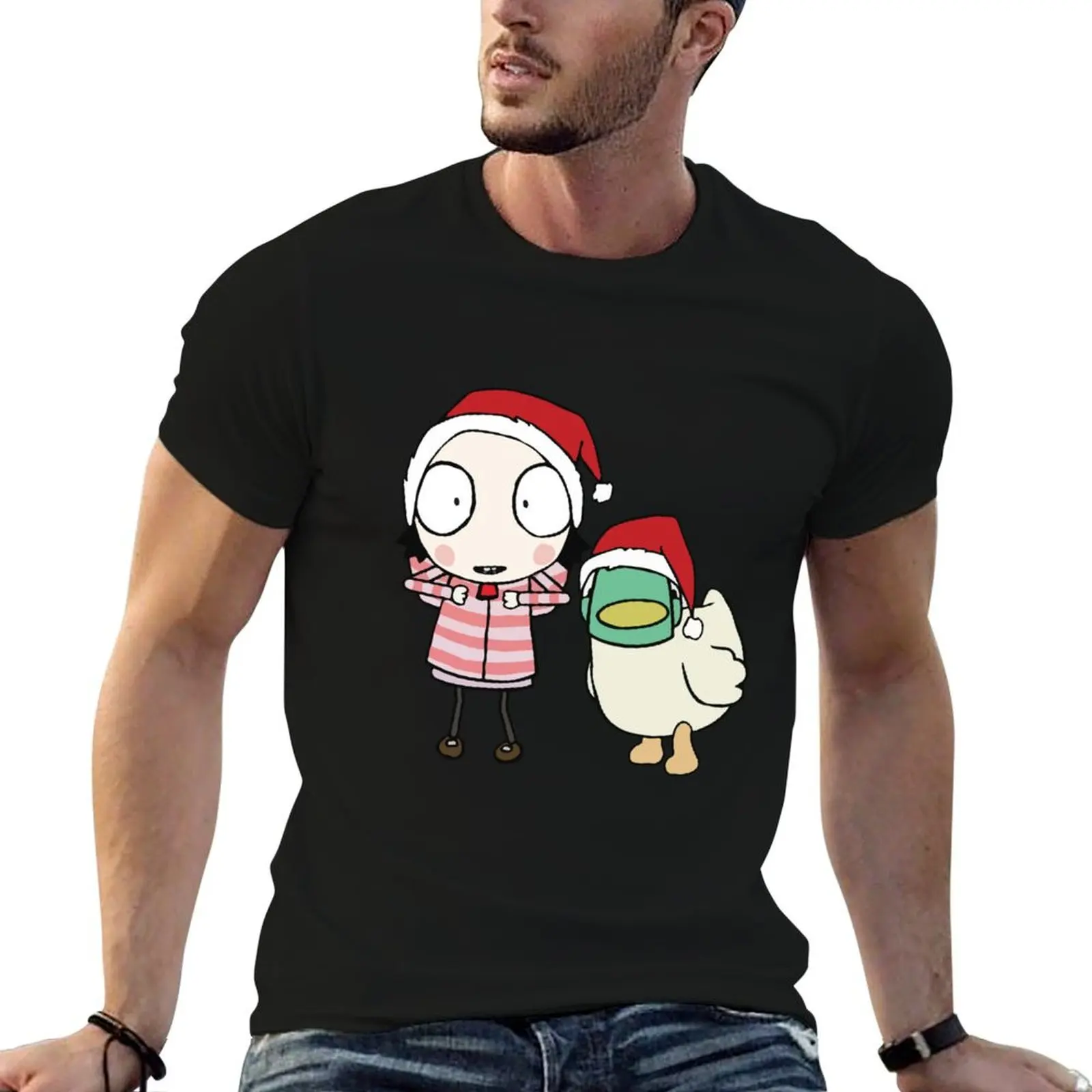 Sarah and Duck christmas celebration T-Shirt High Elasticity Sports T-Shirt