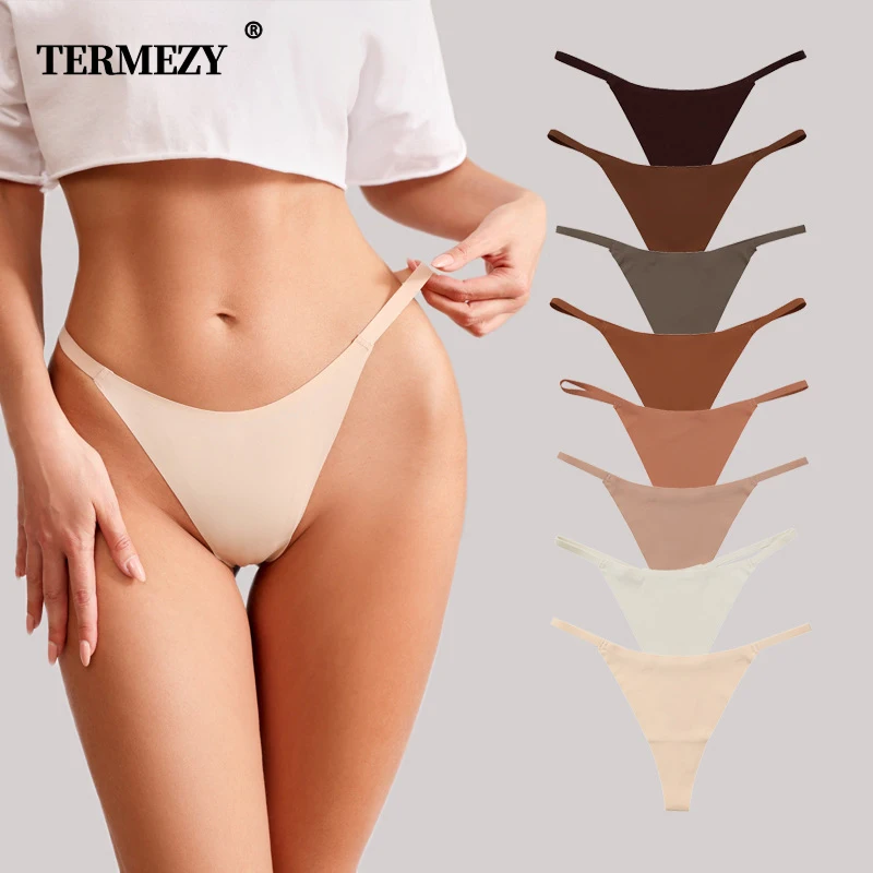 Sexy Women\'s Thong Ice Silk Seamless Underwear Girl Lingerie Breathable Comfort Briefs Large Size Panties Underpant G-String