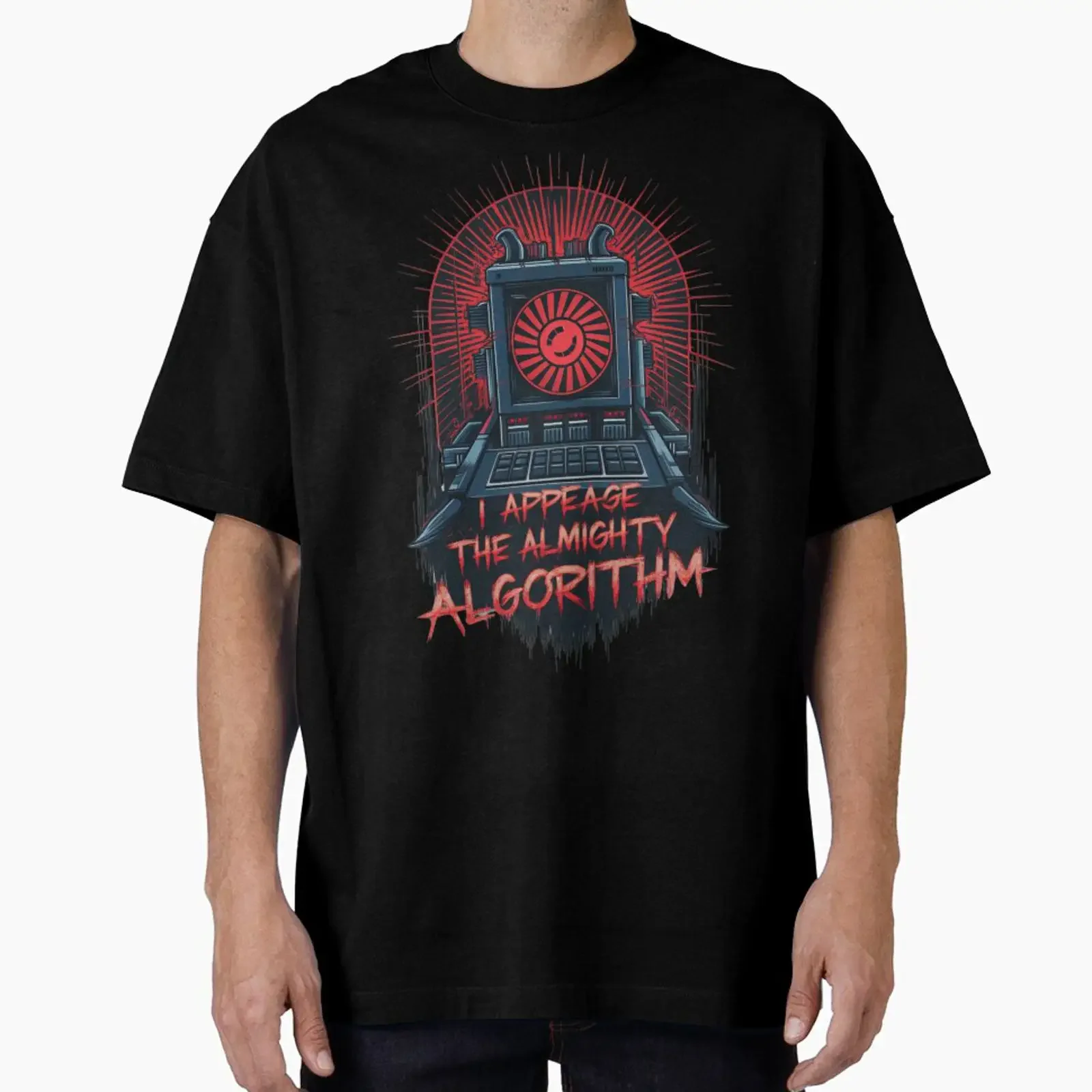 I Appease the Almighty Algorithm, vêtements de créateur vintage décontractés et extensibles, conçus et vendus par Peter Stawicki