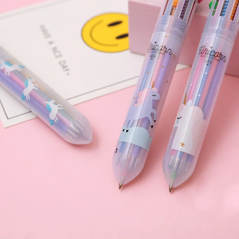 12/60 Pcs Creative Ten-color Ballpoint Pens Set Cute Multicolor Ten-color Cartoon Multicolor Ballpoint Pen Wholesale