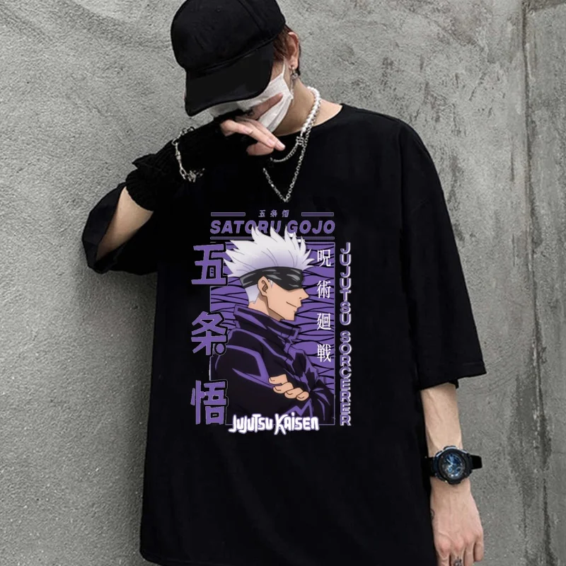 Anime Gojo Satoru High Quality Men's and Women's Round Neck Summer Y2k T-shirt