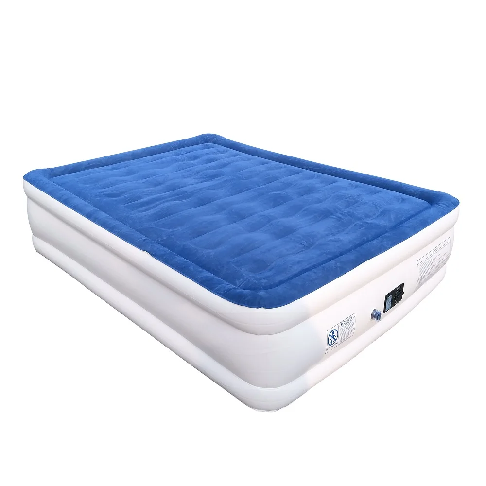

Bedroom Furniture Indoor Soft Queen Size Flocking PVC Inflatable Air Bed Mattress With Built-in Air Pump
