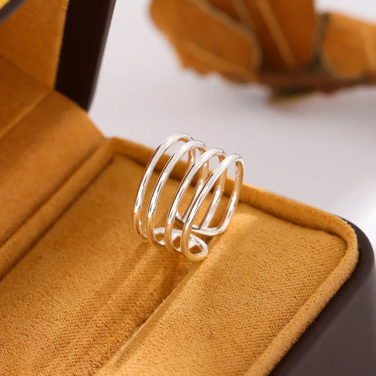 Uini-Tail hot new 925 Tibetan silver simple multi-layer ring open ring Korean fashion tide flow sweet high quality jewelry JZ113