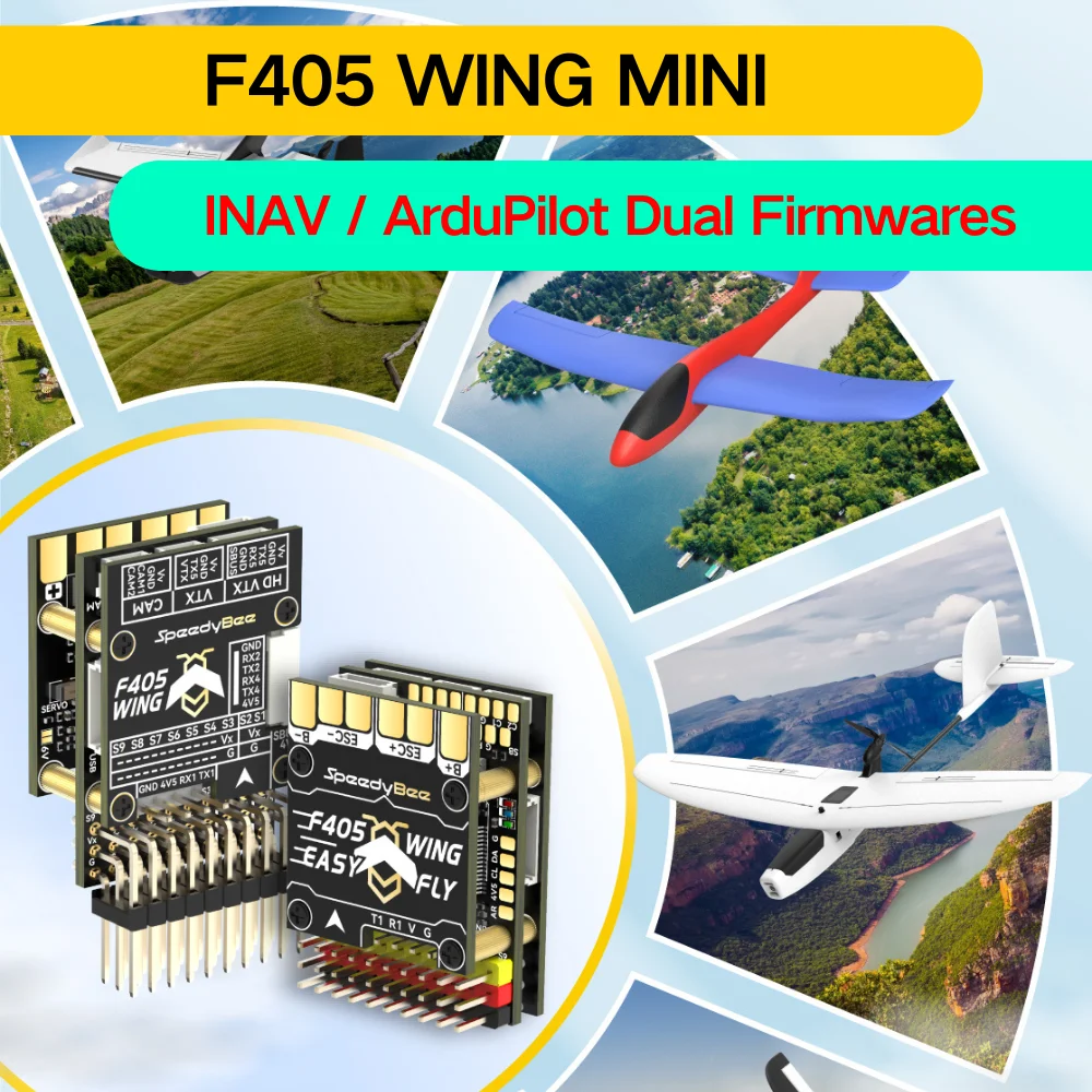 

Контроллер полета SpeedyBee F405 WING MINI с фиксированным крылом 2-6S LiPo для радиоуправляемого летательного аппарата