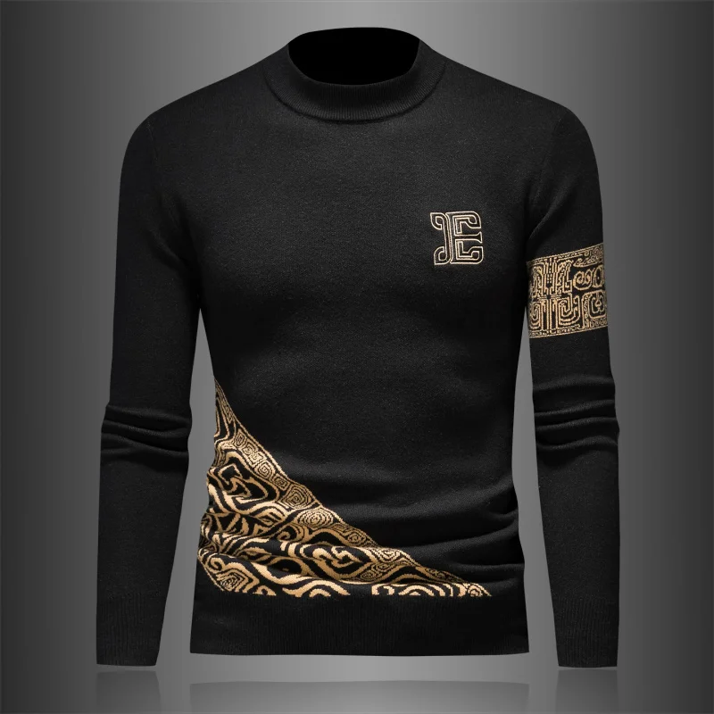 

Мужской зимний модный вязаный шерстяной свитер с круглым вырезом, утепленный, базовый слой, трендовый, для повседневной носки, прямой крой, трикотажный.