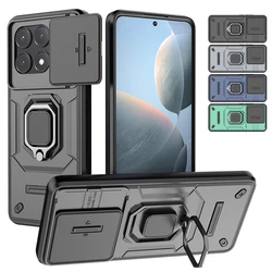 Slide Camera Funda for POCO X6 Pro 5G Redmi Note 13 Pro 5G Case Armor Metal Ring Stand Protection Cover for POCO X6 5G Capa