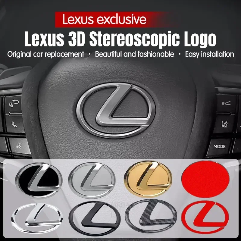 

Car Sticker 64mm 77mm Electroplated High-end Process Metal Steering Wheel Logo Stickers For Lexus ES240 ES250 IS250 LX460 RX270