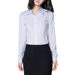 Women’s Button Down Shirts Long Sleeve Workplace Commute Dress Shirts Ladies V-Neck Collared Business Formal Casual Blouses