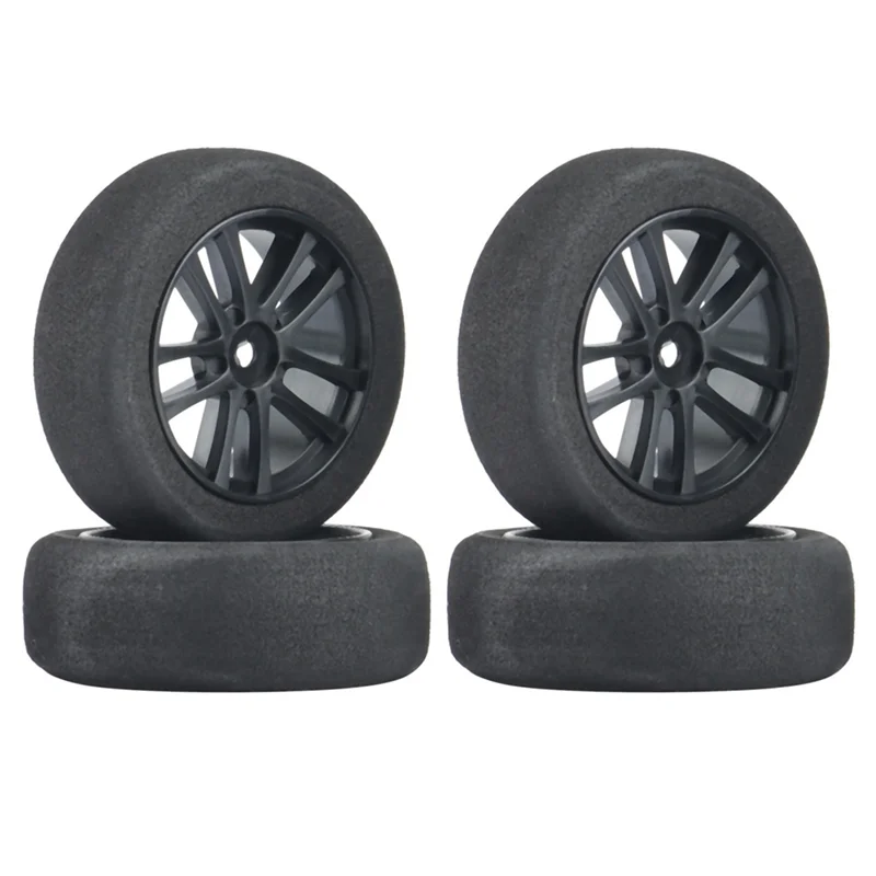 4Pcs 65mm Sponge Tires Foam Wheel Tyres Anti-Skid Silent for 1/10 RC On-Road Racing Car Tamiya TT01 TT02 TA06 Sakura D4