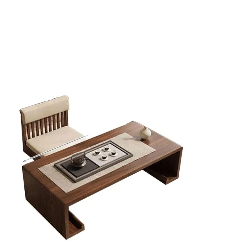 

Tea Table and Chair Set for Songshi Aesthetics Black Walnut Solid Wood Modern Minimalist Zen Tea Room Brewing Table 2026 New